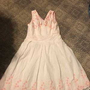 White and pink retro inspired dress  size 14